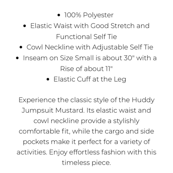 NWT Huddy Mustard Jumpsuit - Picture 7 of 13